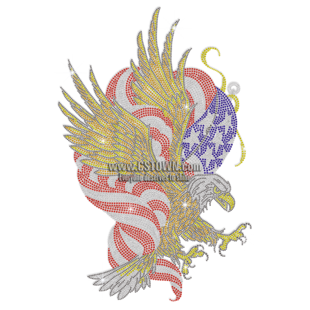 Brave Eagle American Flag Rhinestone Transfer